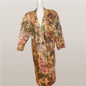 Vintage 80s vinyl coated floral chintz raincoat